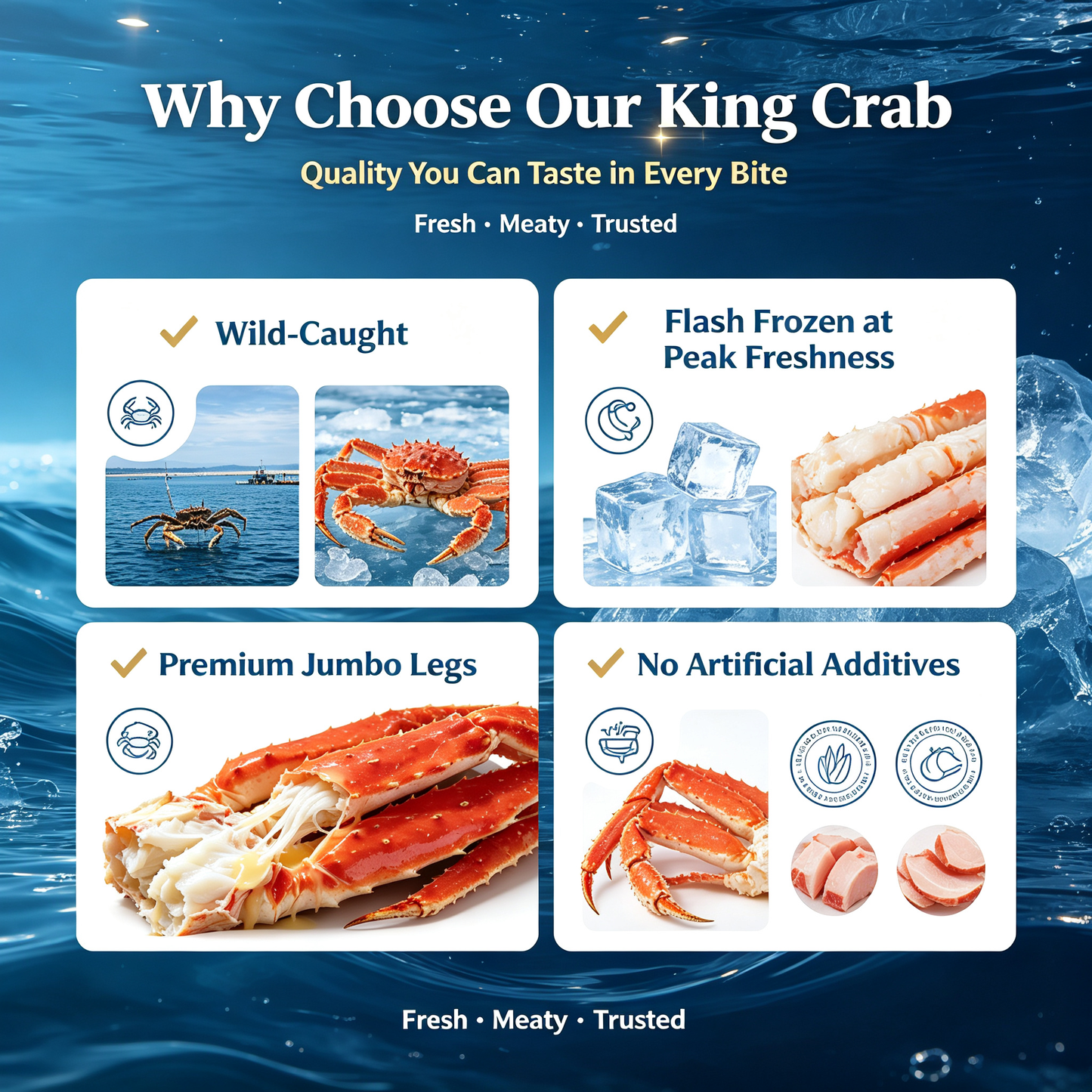 Premium Alaskan King Crab Legs | Flash Frozen for Peak Freshness